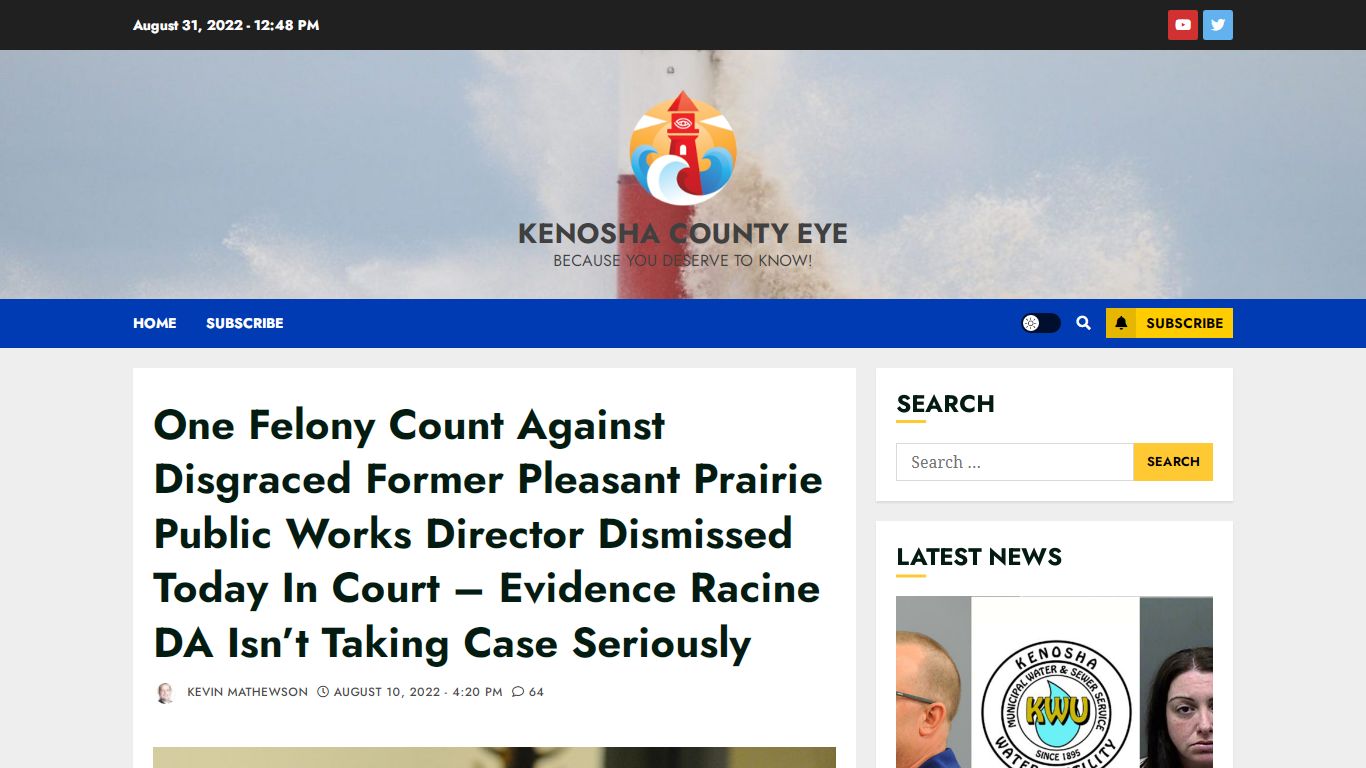 One Felony Count Against Disgraced Former Pleasant Prairie Public Works ...